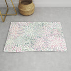 Festive, Floral Prints, Pink and Green, Modern Print Art Rug Gallery Image 1