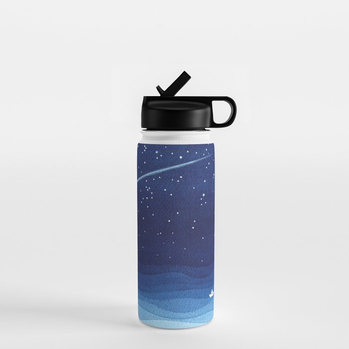 Falling star, shooting star, sailboat ocean waves blue sea Water Bottle Gallery Image 1