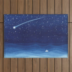 Falling star, shooting star, sailboat ocean waves blue sea Outdoor Rug Gallery Image 1