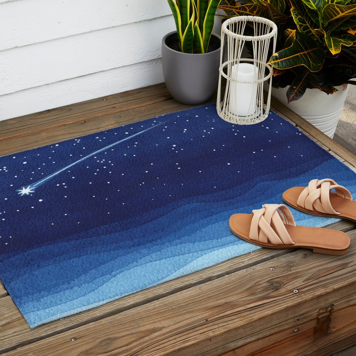 Falling star, shooting star, sailboat ocean waves blue sea Outdoor Rug Gallery Image 2