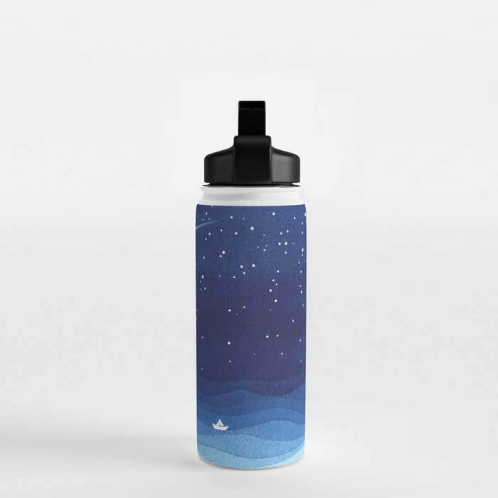 Falling star, shooting star, sailboat ocean waves blue sea Water Bottle Gallery Image 2
