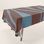 Mid-Century Modern Retro Lounge Striped Ogee Pattern Brown and Blue Tablecloth Gallery Image 1