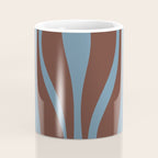 Mid-Century Modern Retro Lounge Striped Ogee Pattern Brown and Blue Coffee Mug Gallery Image 4