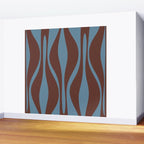 Mid-Century Modern Retro Lounge Striped Ogee Pattern Brown and Blue Wall Mural Gallery Image 2