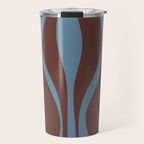 Mid-Century Modern Retro Lounge Striped Ogee Pattern Brown and Blue Travel Mug Gallery Image 1