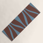 Mid-Century Modern Retro Lounge Striped Ogee Pattern Brown and Blue Yoga Mat Gallery Image 1