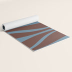 Mid-Century Modern Retro Lounge Striped Ogee Pattern Brown and Blue Yoga Mat Gallery Image 2