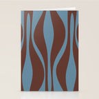 Mid-Century Modern Retro Lounge Striped Ogee Pattern Brown and Blue Stationery Card Gallery Image 2