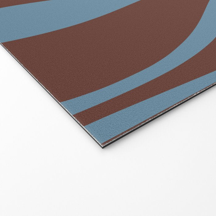 Mid-Century Modern Retro Lounge Striped Ogee Pattern Brown and Blue Welcome Mat Gallery Image 2