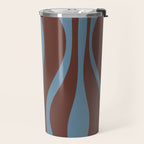 Mid-Century Modern Retro Lounge Striped Ogee Pattern Brown and Blue Travel Mug Gallery Image 2