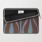 Mid-Century Modern Retro Lounge Striped Ogee Pattern Brown and Blue Laptop Sleeve Gallery Image 2