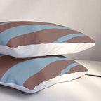 Mid-Century Modern Retro Lounge Striped Ogee Pattern Brown and Blue Pillow Sham Gallery Image 3