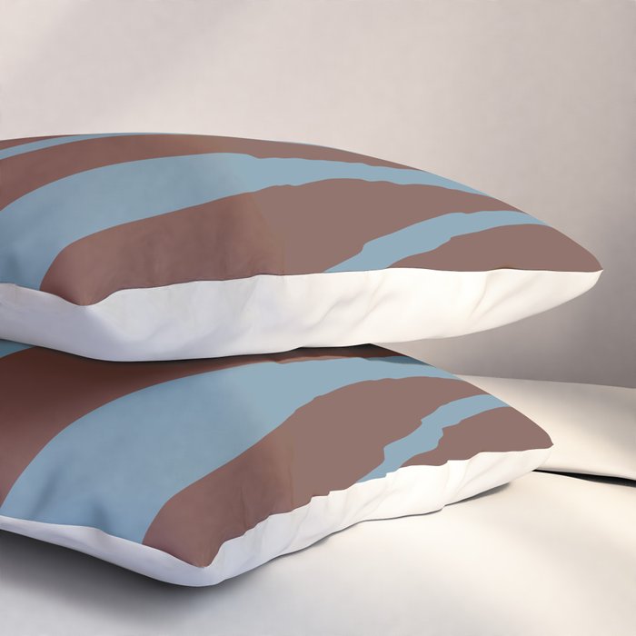 Mid-Century Modern Retro Lounge Striped Ogee Pattern Brown and Blue Pillow Sham Gallery Image 3