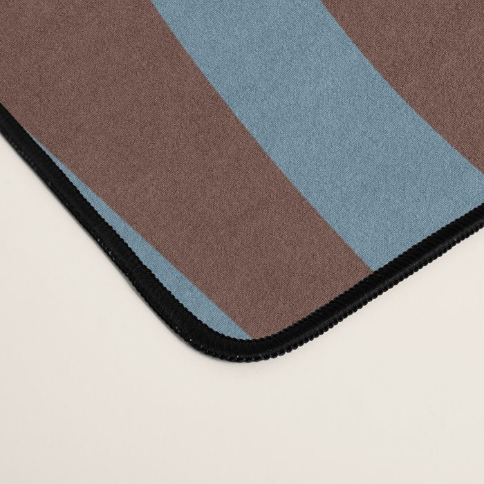 Mid-Century Modern Retro Lounge Striped Ogee Pattern Brown and Blue Desk Mat Gallery Image 4