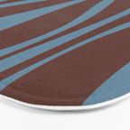 Mid-Century Modern Retro Lounge Striped Ogee Pattern Brown and Blue Bath Mat Gallery Image 3