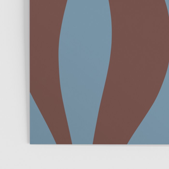 Mid-Century Modern Retro Lounge Striped Ogee Pattern Brown and Blue Poster Gallery Image 3