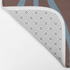 Mid-Century Modern Retro Lounge Striped Ogee Pattern Brown and Blue Bath Mat Gallery Image 2