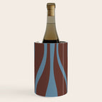 Mid-Century Modern Retro Lounge Striped Ogee Pattern Brown and Blue Wine Chiller Gallery Image 3