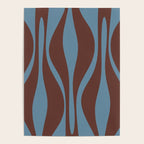 Mid-Century Modern Retro Lounge Striped Ogee Pattern Brown and Blue Poster Gallery Image 4