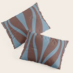 Mid-Century Modern Retro Lounge Striped Ogee Pattern Brown and Blue Pillow Sham Gallery Image 3
