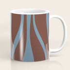 Mid-Century Modern Retro Lounge Striped Ogee Pattern Brown and Blue Coffee Mug Gallery Image 1
