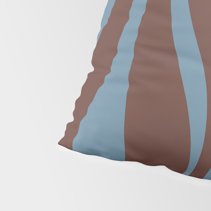 Mid-Century Modern Retro Lounge Striped Ogee Pattern Brown and Blue Pillow Sham Gallery Image 4