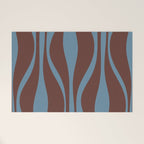Mid-Century Modern Retro Lounge Striped Ogee Pattern Brown and Blue Welcome Mat Gallery Image 1