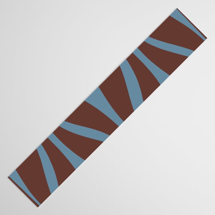 Mid-Century Modern Retro Lounge Striped Ogee Pattern Brown and Blue Table Runner Gallery Image 3