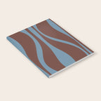 Mid-Century Modern Retro Lounge Striped Ogee Pattern Brown and Blue Notebook Gallery Image 2