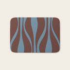 Mid-Century Modern Retro Lounge Striped Ogee Pattern Brown and Blue Bath Mat Gallery Image 1