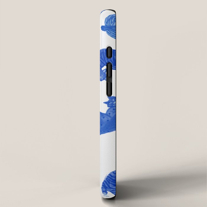 Sleepy Cozy Kitty Cats in Royal Blue & White iPhone Case Gallery Image 2