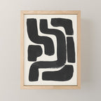 Black Ink Paint Brush Strokes Abstract Organic Pattern Mid Century Style Mini Art Print Gallery Image 1