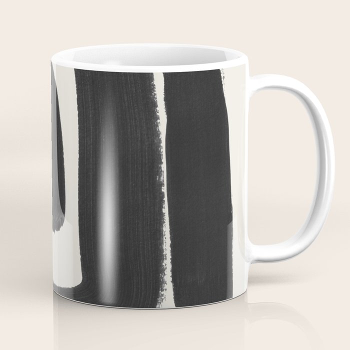 Black Ink Paint Brush Strokes Abstract Organic Pattern Mid Century Style Coffee Mug Gallery Image 1
