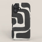 Black Ink Paint Brush Strokes Abstract Organic Pattern Mid Century Style iPhone Case Gallery Image 1