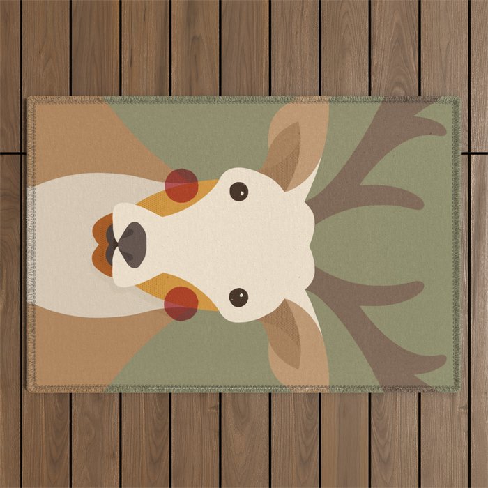 Red Deer Animal Portrait Outdoor Rug Gallery Image 1