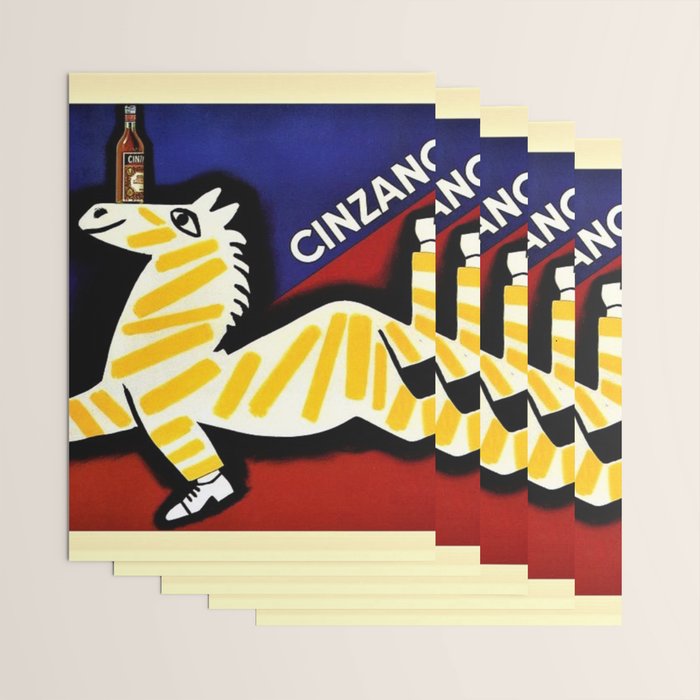 Vintage Cinzano Italian Yellow Zebra Advertisement Wall Art Wrapping Paper Gallery Image 3