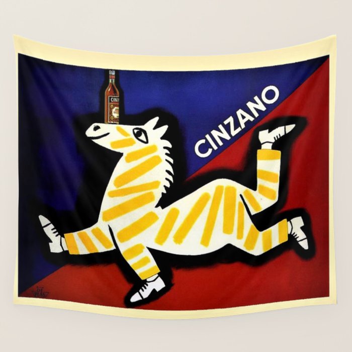 Vintage Cinzano Italian Yellow Zebra Advertisement Wall Art Wall Tapestry Gallery Image 4