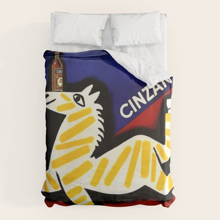 Vintage Cinzano Italian Yellow Zebra Advertisement Wall Art Duvet Cover Gallery Image 1