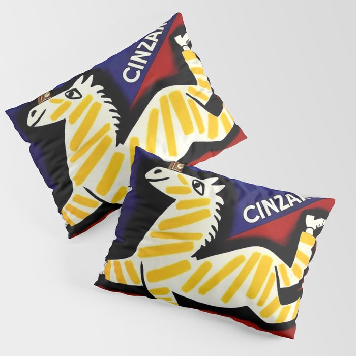 Vintage Cinzano Italian Yellow Zebra Advertisement Wall Art Pillow Sham Gallery Image 3