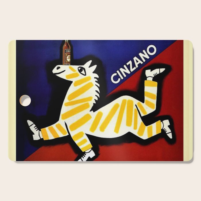 Vintage Cinzano Italian Yellow Zebra Advertisement Wall Art Cutting Board Gallery Image 1