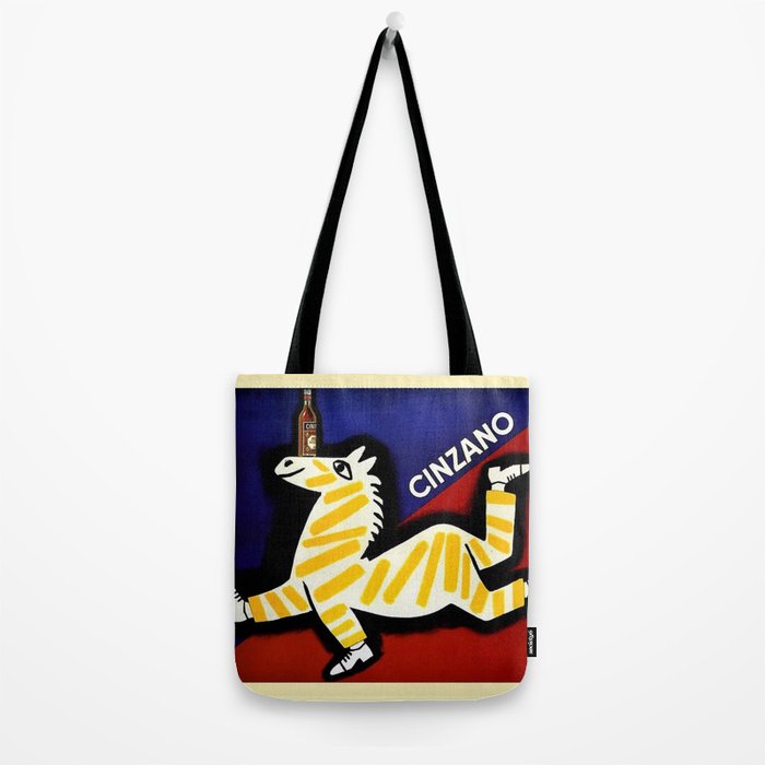 Vintage Cinzano Italian Yellow Zebra Advertisement Wall Art Tote Bag Gallery Image 2