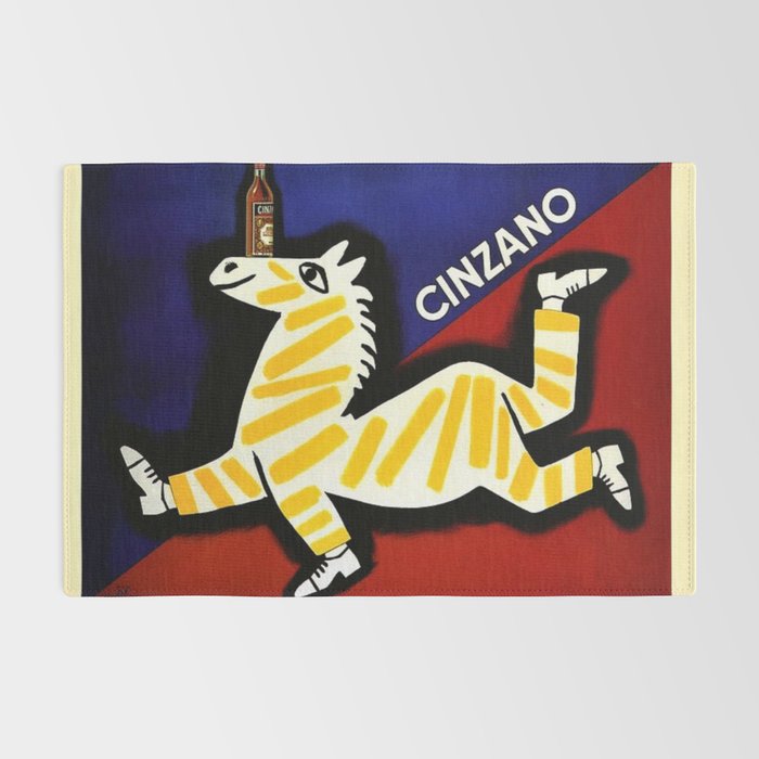 Vintage Cinzano Italian Yellow Zebra Advertisement Wall Art Rug Gallery Image 2