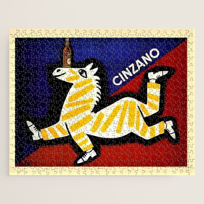 Vintage Cinzano Italian Yellow Zebra Advertisement Wall Art Jigsaw Puzzle Gallery Image 1