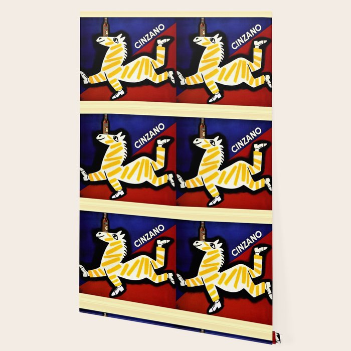 Vintage Cinzano Italian Yellow Zebra Advertisement Wall Art Wallpaper Gallery Image 2