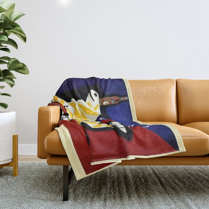 Vintage Cinzano Italian Yellow Zebra Advertisement Wall Art Throw Blanket Gallery Image 1