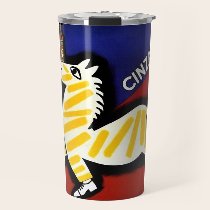 Vintage Cinzano Italian Yellow Zebra Advertisement Wall Art Travel Mug Gallery Image 1