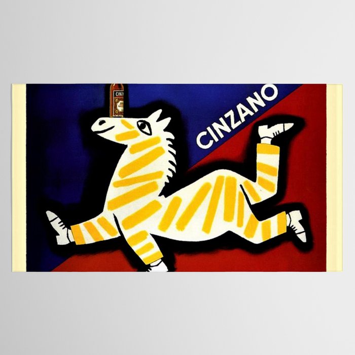 Vintage Cinzano Italian Yellow Zebra Advertisement Wall Art Tablecloth Gallery Image 2