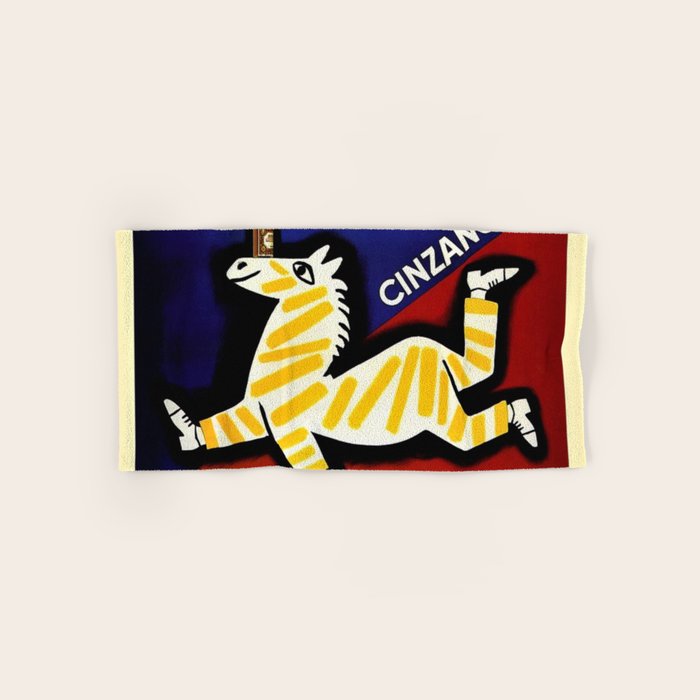 Vintage Cinzano Italian Yellow Zebra Advertisement Wall Art Towels Gallery Image 1