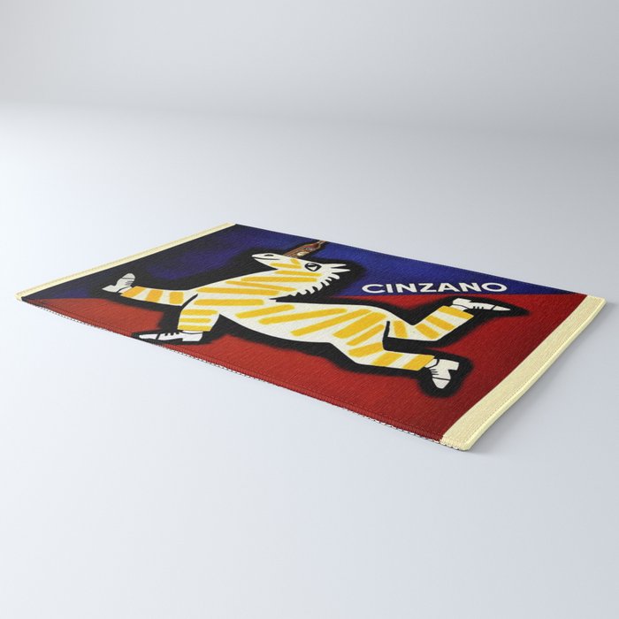Vintage Cinzano Italian Yellow Zebra Advertisement Wall Art Rug Gallery Image 3