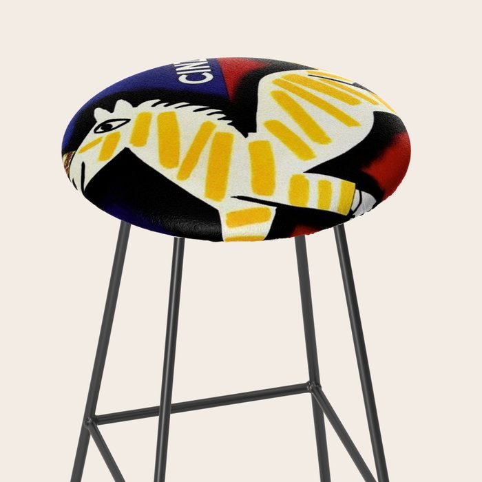 Vintage Cinzano Italian Yellow Zebra Advertisement Wall Art Stool Gallery Image 2